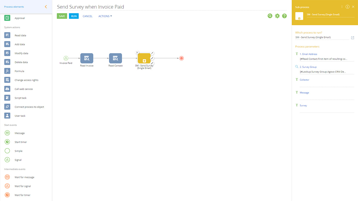 bpmonline business process workflow of surveymonkey