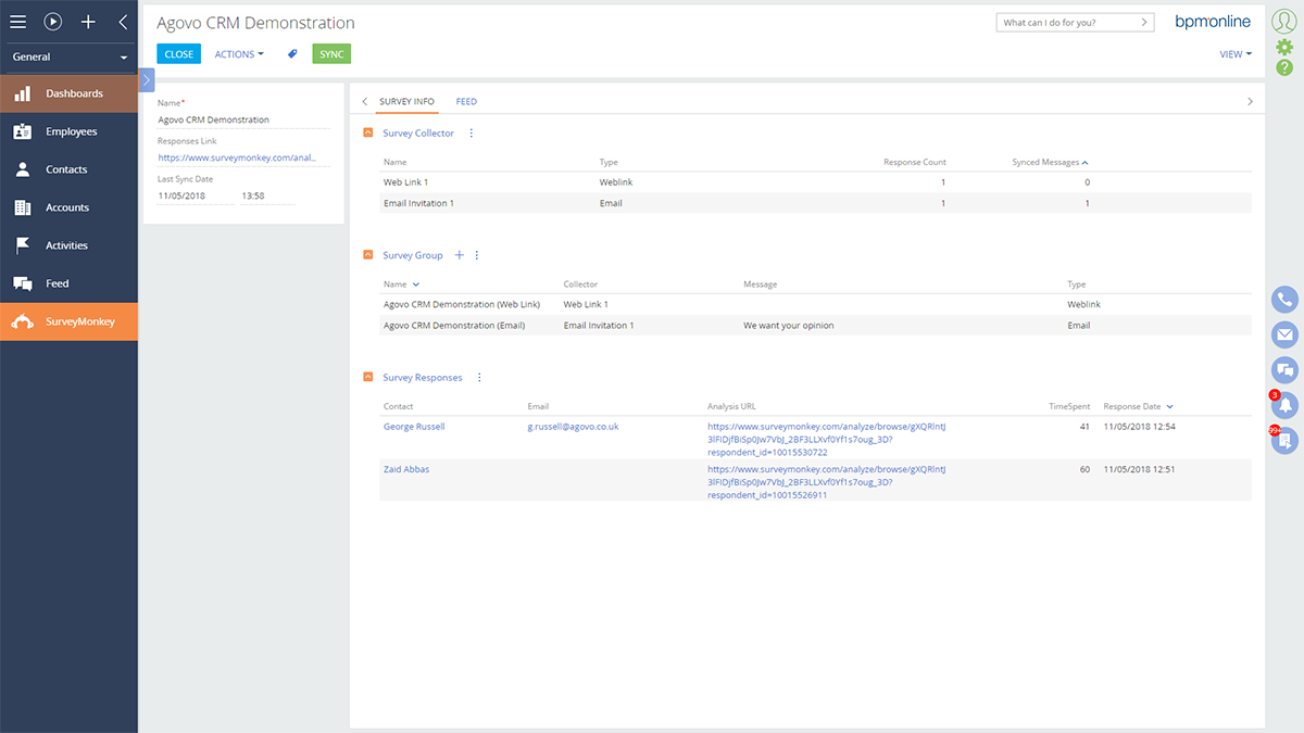 creatio survey monkey demonstration