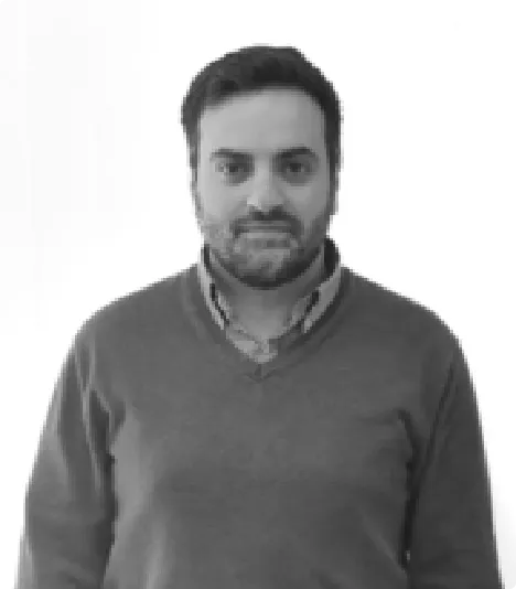 Picture of Zaid Abbas - Senior Software Developer. Black and White